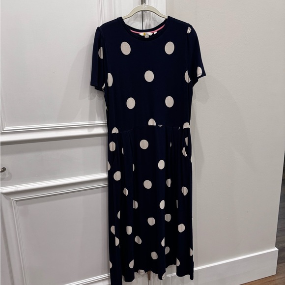 Boden Dresses & Skirts - Boden Navy and Cream Lucinda Polka Dot Midi Dress. Size US 12R